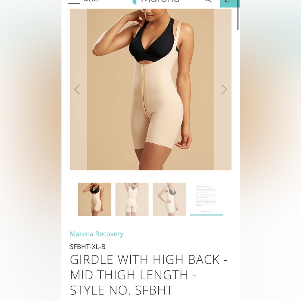 BLACK - Marena Recovery SFBHT GIRDLE WITH HIGH BACK - MID THIGH LENGTH
